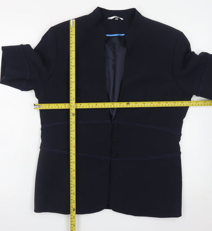 Klass Collection Women's Blue Size 14 Short Sleeve Blazer