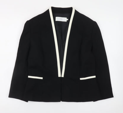 John Lewis Women Black Blazer Size 10 Formal Contrast Trim Jacket