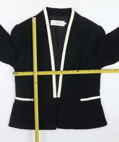 John Lewis Women Black Blazer Size 10 Formal Contrast Trim Jacket