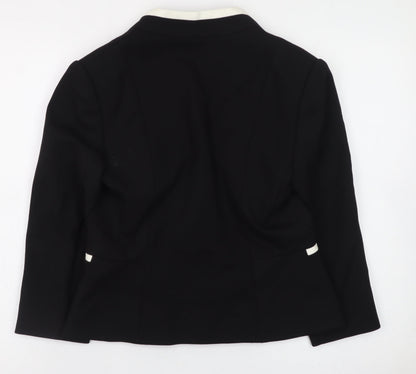 John Lewis Women Black Blazer Size 10 Formal Contrast Trim Jacket