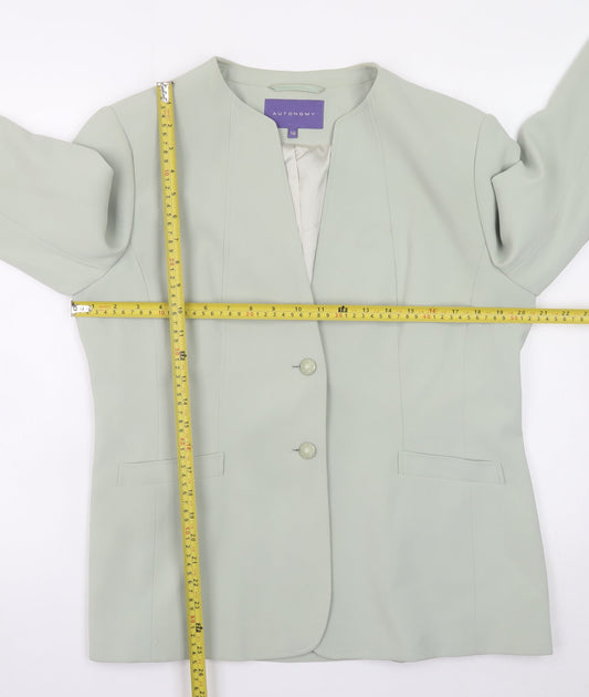 Autonomy Women's Green Size 16 Lined Button Blazer Jacket