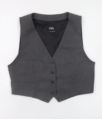 Womens UK Size M Zara Grey Classic Blouse