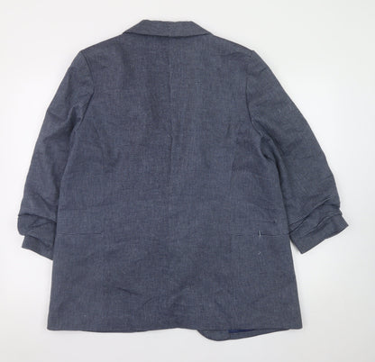 Next Women Blue Check Blazer Jacket Size 20 Regular Fit