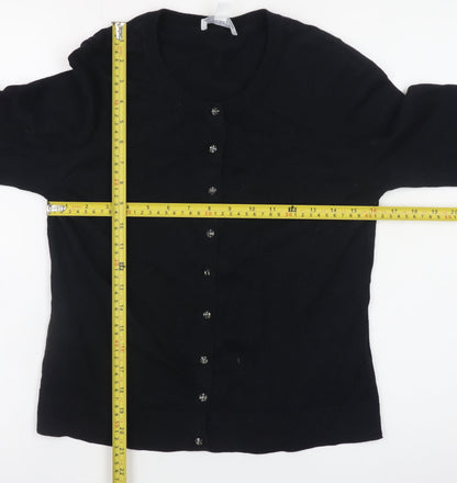 Womens UK Size 10 The White Company Black Cardigan Jumper