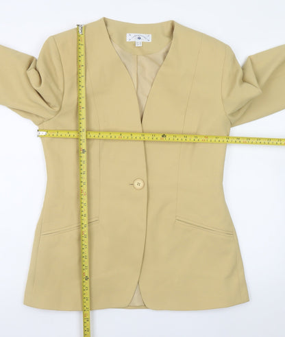Variations Women's Beige Blazer Size 12 Single Button Lined Jacket