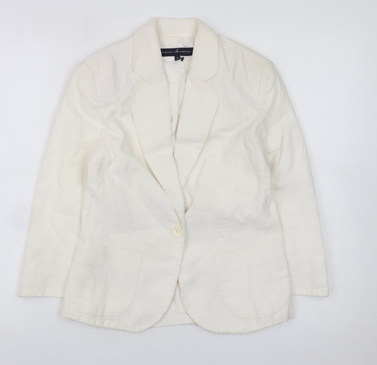 French Connection Women's Ivory Cotton Blend Blazer Size 8