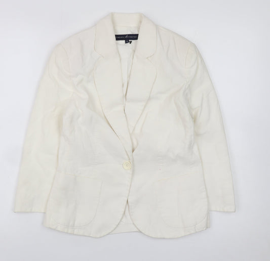 French Connection Women's Ivory Cotton Blend Blazer Size 8