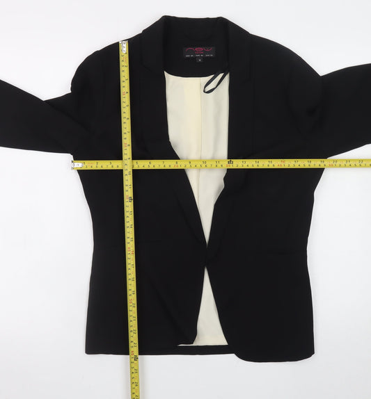 New Look Women Black Size 12 Classic Lined Open Blazer Jacket