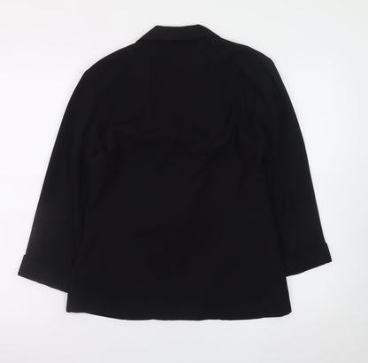 New Look Women Black Size 12 Classic Lined Open Blazer Jacket