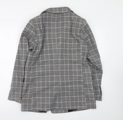 H&M Womens Grey Checked Blazer Size 14 Workwear Jacket