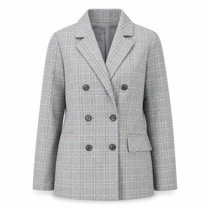 JCL Womens Grey Check Blazer Medium Long Sleeve Business Casual Jacket