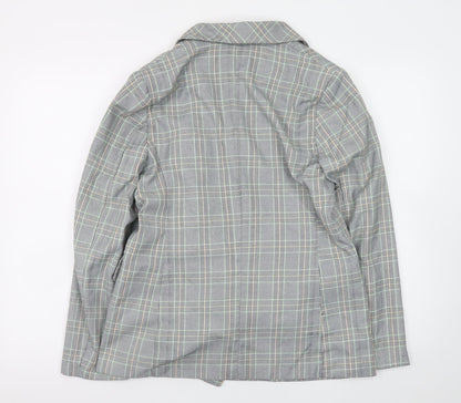 JCL Womens Grey Check Blazer Medium Long Sleeve Business Casual Jacket