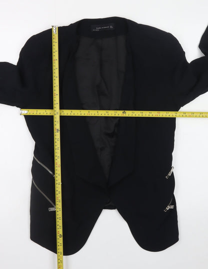 Zara Woman Black L Biker Blazer Jacket with Zips for Women