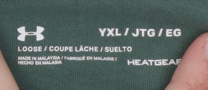 Under Armour Men's Green HeatGear Loose Fit Short Sleeve T-Shirt YXL