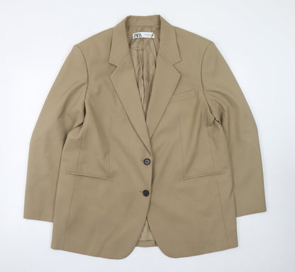 Zara Women Beige Long Sleeve Blazer 2XL Classic Business Jacket