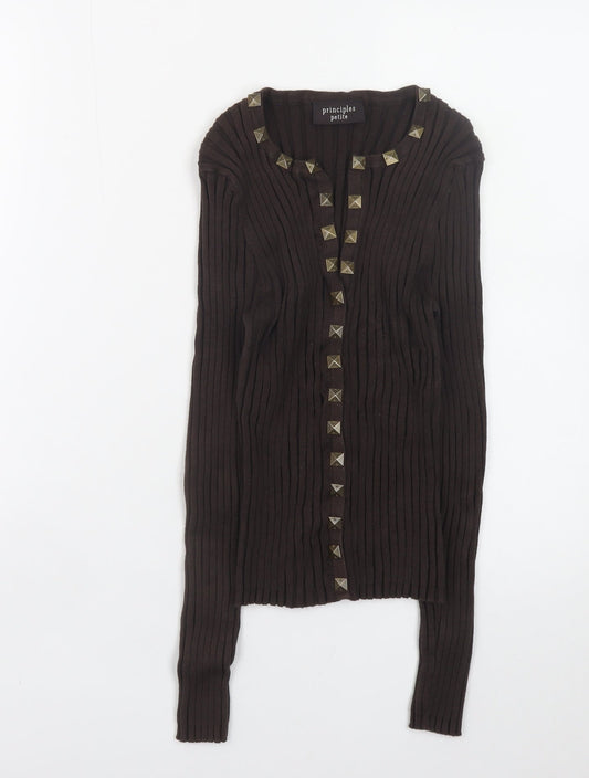 Womens UK Size 14 Principles Brown Cardigan Jumper