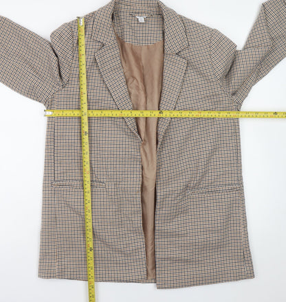 M&Co Women Beige Check Blazer UK14 Lined Mid-Length Jacket