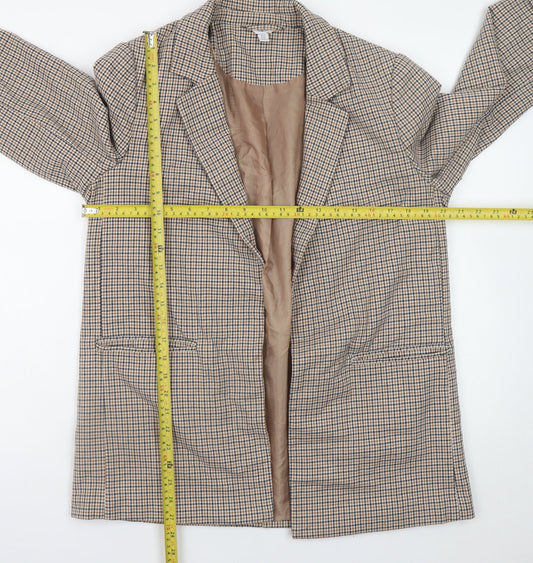 M&Co Women Beige Check Blazer UK14 Lined Mid-Length Jacket