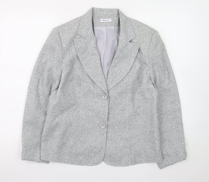 Damart Women Grey Blazer Jacket Size 16 Classic Workwear Style