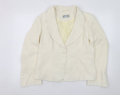 Wallis Women Ivory Blazer Size 16 Lined Polyester Business Jacket