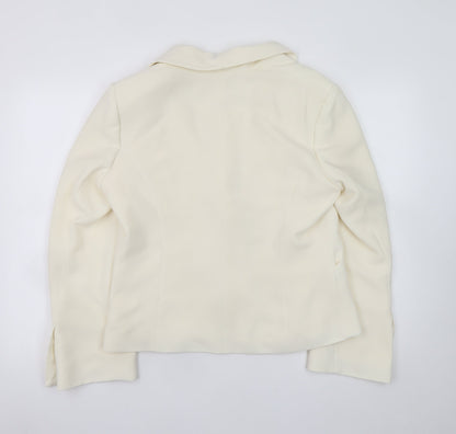 Wallis Women Ivory Blazer Size 16 Lined Polyester Business Jacket