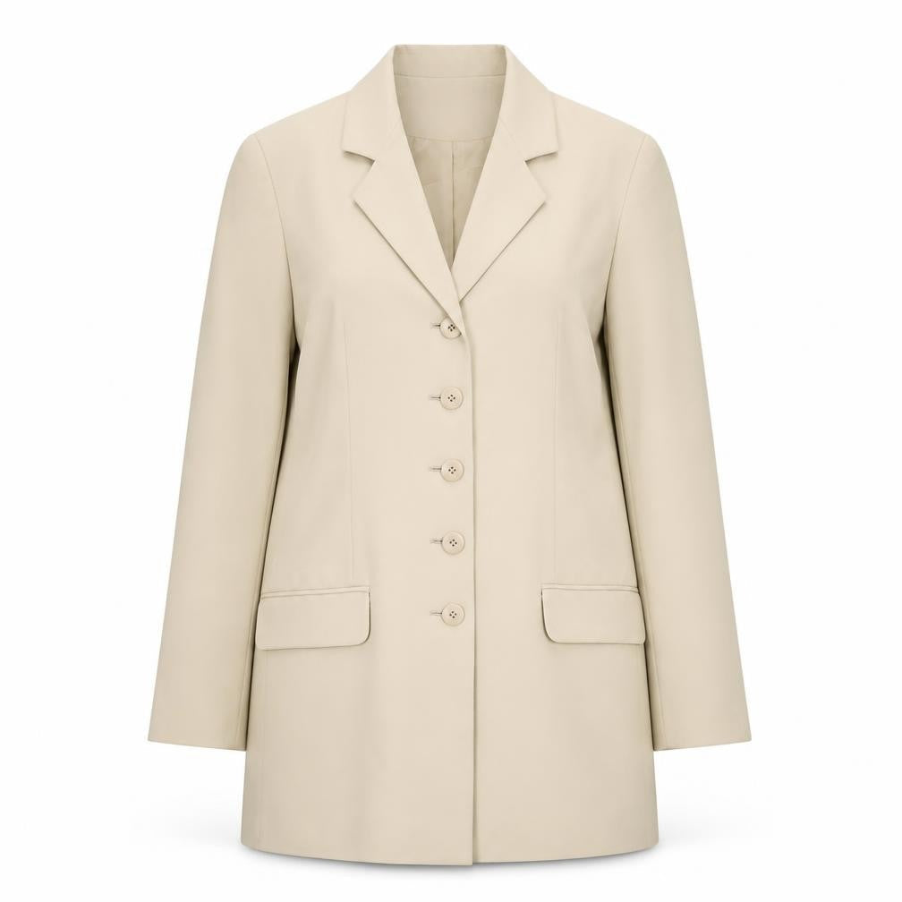 Modern Classics Women Beige Long Blazer Jacket UK 12 Polyester Lined