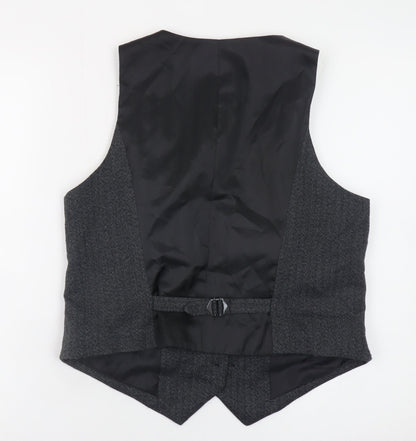 TU Women’s Grey Herringbone Tweed Waistcoat Size 14 Classic V-Neck