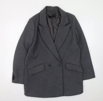 Womens UK Size 12 Pull & Bear Grey Overcoat