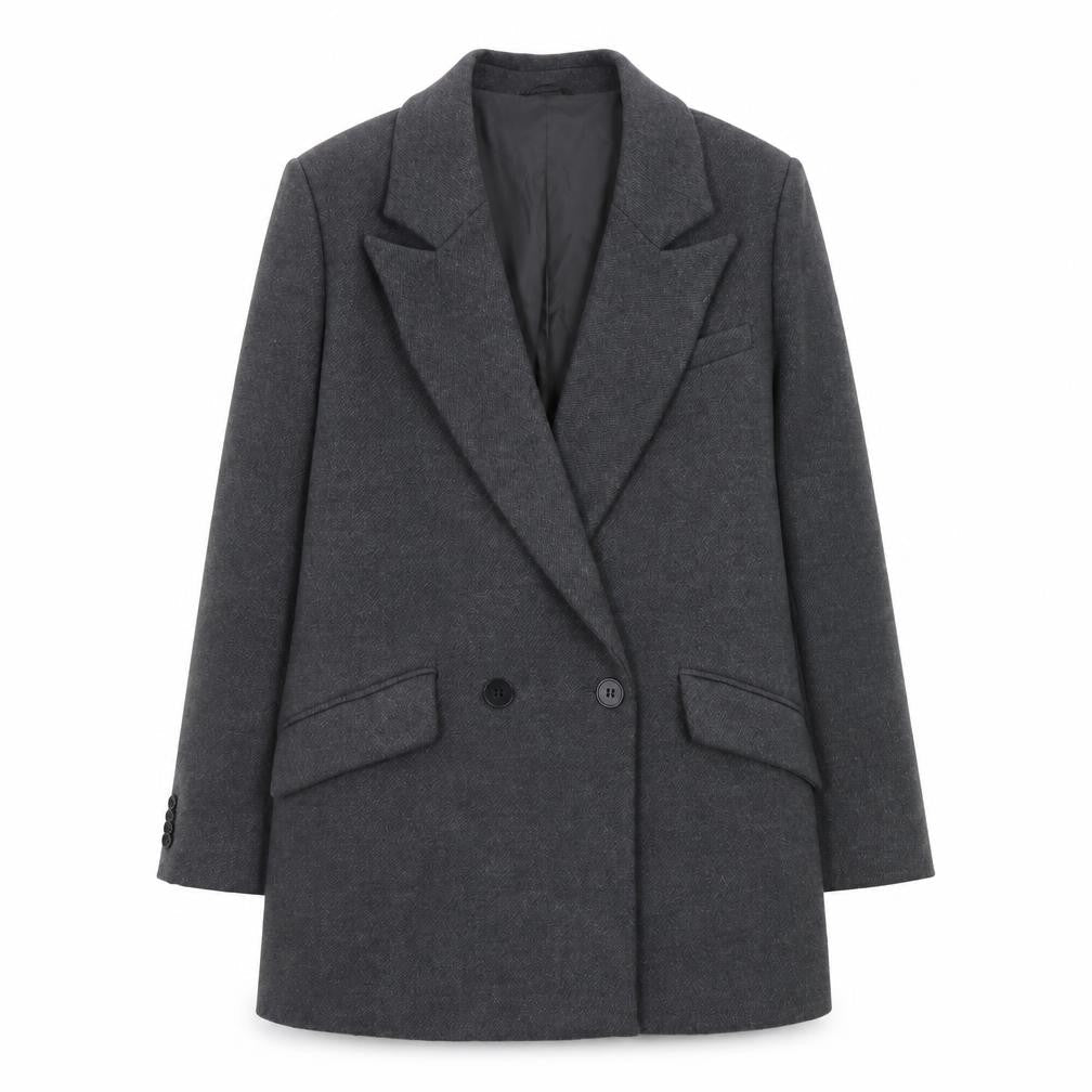 Womens UK Size 12 Pull & Bear Grey Overcoat
