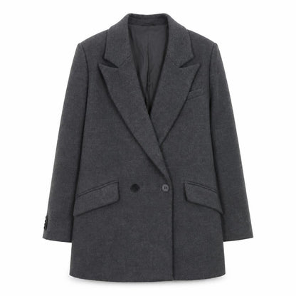 Womens UK Size 12 Pull & Bear Grey Overcoat