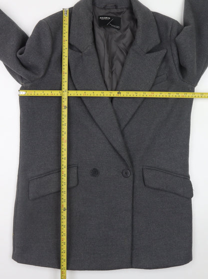 Womens UK Size 12 Pull & Bear Grey Overcoat