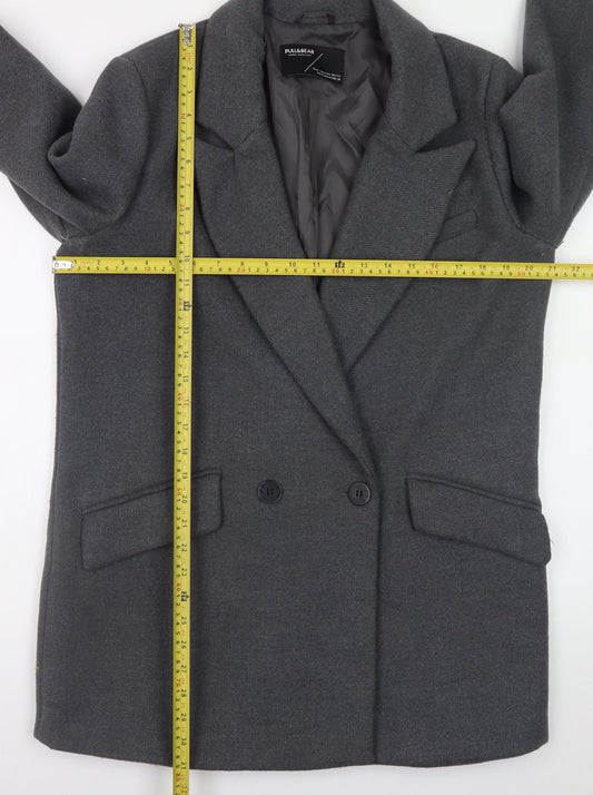 Womens UK Size 12 Pull & Bear Grey Overcoat