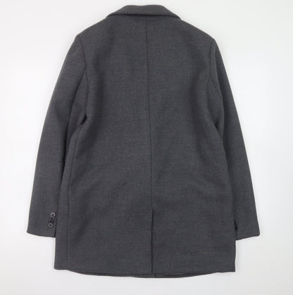 Womens UK Size 12 Pull & Bear Grey Overcoat