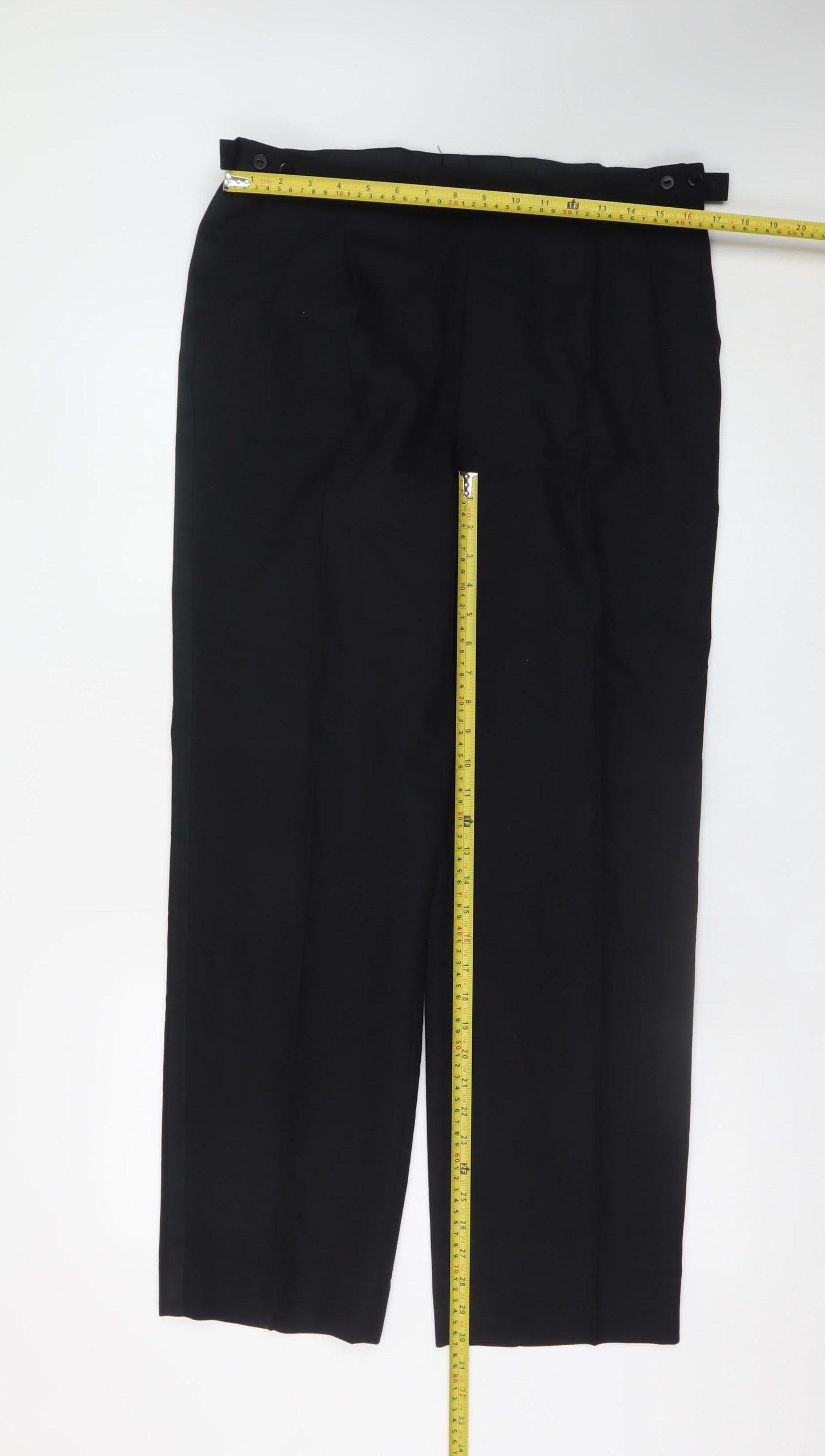 Mens UK Size 34 in Marks and Spencer Regular Fit Dress Pants Black Trousers
