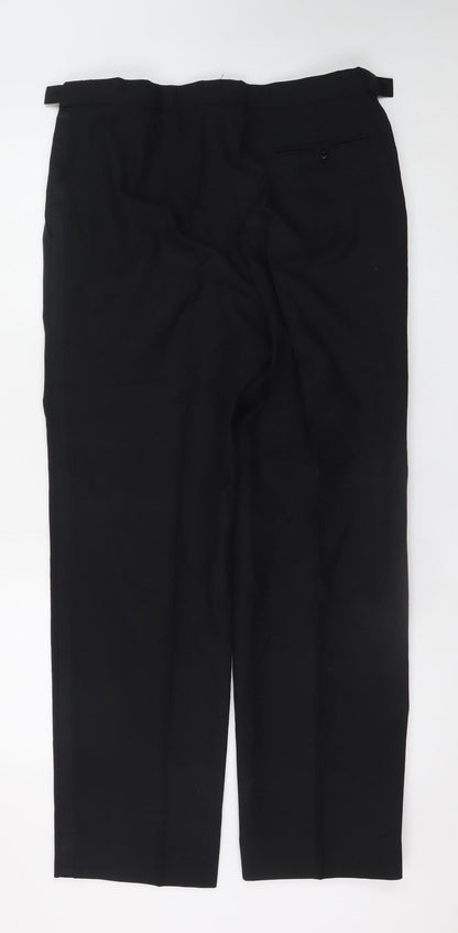 Mens UK Size 34 in Marks and Spencer Regular Fit Dress Pants Black Trousers