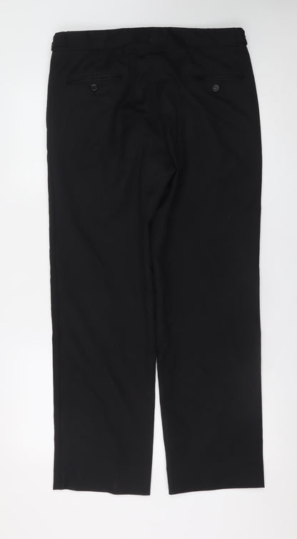 Alexander Dobell Men's Black Wool Blend Dress Trousers M