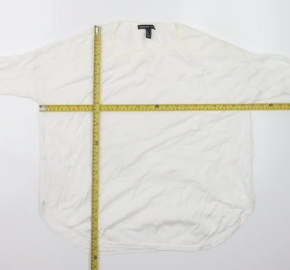 Mango Women White 8 Relaxed 3/4 Sleeve Pullover Jumper