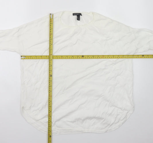 Mango Women White 8 Relaxed 3/4 Sleeve Pullover Jumper