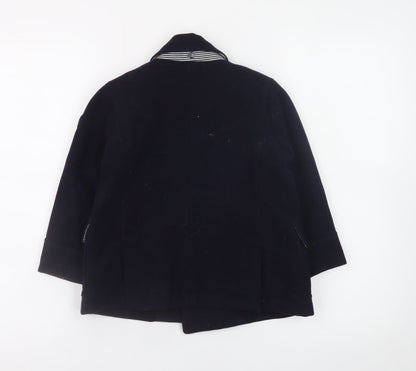 Petit Bateau Girls Blue Wool Pea Coat 4 Years Double-Breasted Winter Jacket