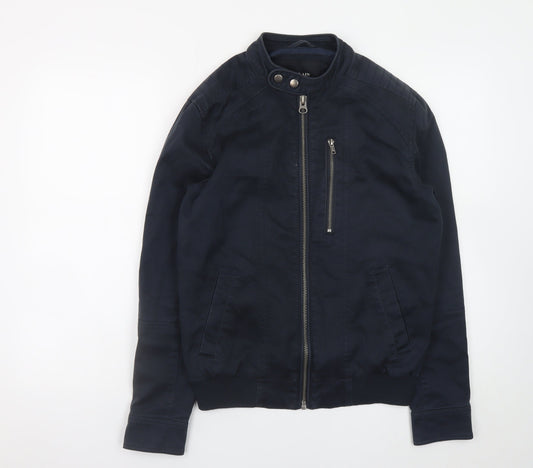 Mens UK Size S Villain Blue Biker Coat