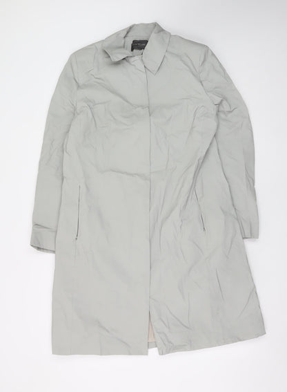 River Island Women's Grey Long Rain Coat Size 14 Classic Style