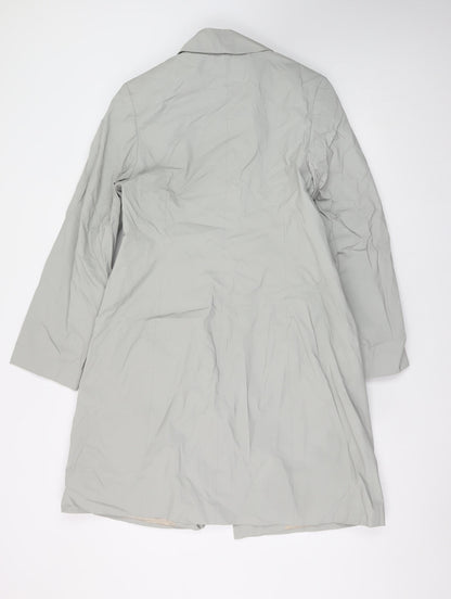 River Island Women's Grey Long Rain Coat Size 14 Classic Style