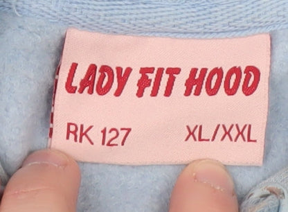 Womens UK Size XL Lady Fit Hood Blue Pullover Hoodie