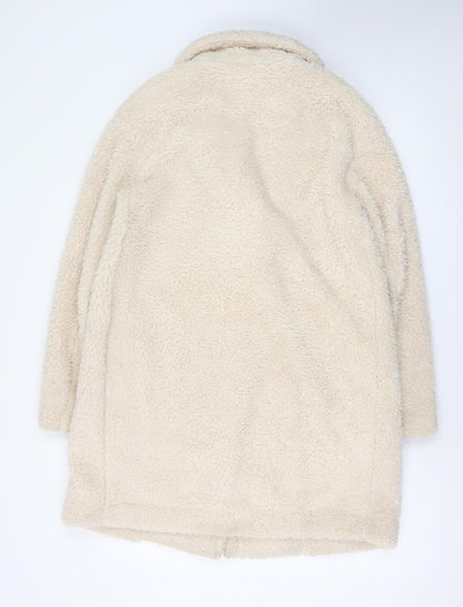 Uniqlo Women Beige Mid-Length Fleece Overcoat Size S