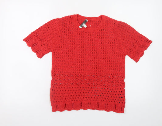 Womens UK Size S Marks and Spencer Red Pullover Jumper