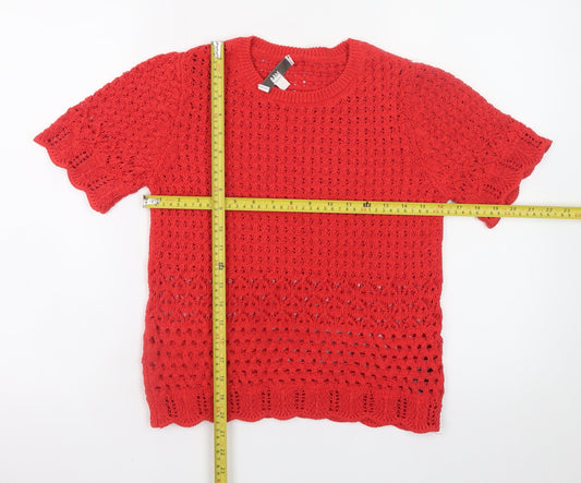 Womens UK Size S Marks and Spencer Red Pullover Jumper