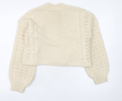 Dorothy Perkins Women’s Ivory Cable-Knit Button Cardigan Size 6