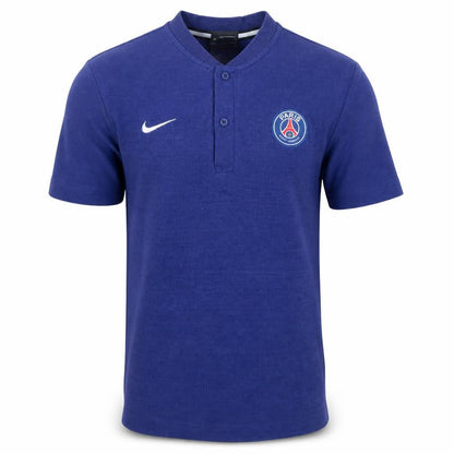 Nike Men Blue PSG Paris Saint-Germain Short Sleeve Henley Shirt S