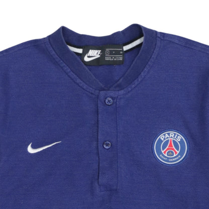 Nike Men Blue PSG Paris Saint-Germain Short Sleeve Henley Shirt S
