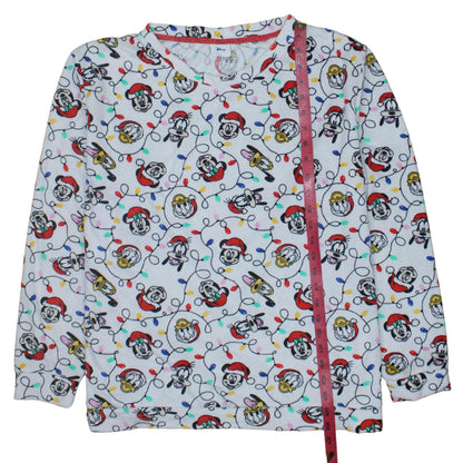 Disney Tu Womens White Christmas Mickey & Friends Long Sleeve Pyjama Top Size 20